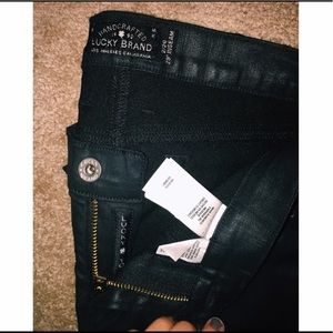 Charlie skinny black jeans leather lucky brand